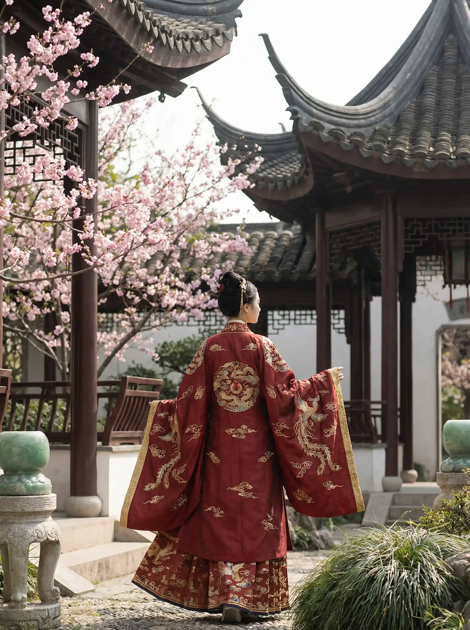近距离爱上你电视剧全集在线观看 明制汉服红色凤凰刺绣
